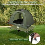 Tangkula 2 Person Tent Cot, Portable Off Ground Elevated Camping Tent with Cot, Removable Rainfly, Wheeled Bag, Stakes & Wind Ropes for Picnic, Hiking, Travel, Beach