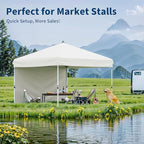 Garvee 10x10 Pop Up Canopy Tent, Heavy Duty Commercial Instant Shelter with One-Person Setup, UPF 50+ Waterproof, 100 Sq Ft Shade for Outdoor Events, Camping, Farmers Market