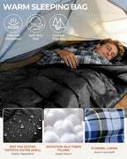 Sportneer Sleeping Bags for Adults, 0 Degree Sleeping Bag XL Flannel Winter Cold Weather Sleeping Bag with Detachable Hood Compression Sack for Camping, Backpacking, Hiking