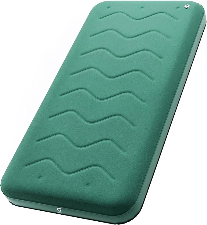 QPAU Twin Size Air Mattress Camping Pad – 9” Thick R8–10 Insulated Inflatable Mattress with Foam Comfort & Foot Pump, Twin Air Mattress for Camping, Road Trips, and Home Guests