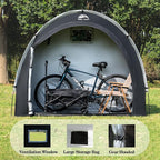Happy Travel Bike Storage Tent Shed, Outdoor Waterproof Bicycle Covers Shelter with Window for 2/4/6/8 Bikes,Oversized Outside Portable Sheds for Lawn Mower,Garden Tools (Black)