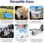 Emergency Survival Tent 2-Person Mylar Tube Tent – Windproof & Waterproof All-Weather Life Shelter, Must-Have Survival Gear for Camping, Hiking, Outdoor Emergencies & Survival Kits. Silver