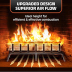 Idzo Cast Iron Fireplace Grate 24 inch, 3/4" Bar Fireplace Log Grate with Additional Leg for Sturdy Stand & Better Air Flow, Quick Assembly Fireplace Wood Grate for Indoor & Outdoor