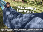 3M Thinsulate Insulation Puffy Camping Blanket for Cold Weather, Queen Size Warm Camping Quilt with Zipper, Waterproof Outdoor Sleeping Bag for Hammock, Cozy & Versatile Gift for Men and Women