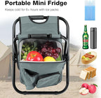 Portable Backpack Stool Cooler Chair for Adults, Folding Large 3 in 1 Multifunction Insulated Camping Seat Backpack Cooler Chair Heavy Duty 350lbs for Fishing Hunting, Gray