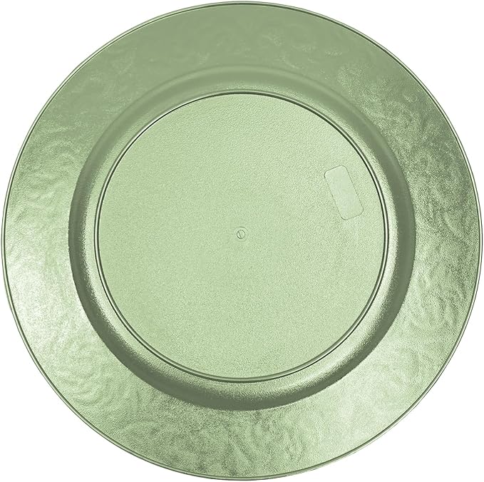 CNCEST 100 PCS Antique Charger Plates Bulk 13'' Plastic Embossed Dinner Plate Chargers Round Floral Plates for Wedding Decorative Chargers for Table Dinner Kitchen Party Decoration (Green)