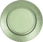 CNCEST 100 PCS Antique Charger Plates Bulk 13'' Plastic Embossed Dinner Plate Chargers Round Floral Plates for Wedding Decorative Chargers for Table Dinner Kitchen Party Decoration (Green)