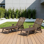 Domi Outdoor Lounge Chairs Set of 2, HDPE Pool Chaise Lounge Chairs for Poolside, Pool Loungers for Outside, Patio, Sunbathing Tanning, Brown