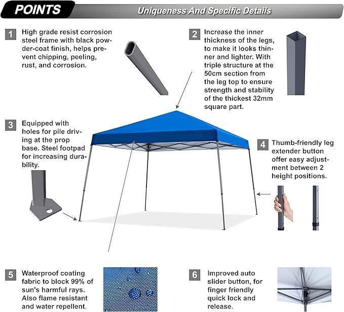ABCCANOPY Stable Pop up Outdoor Canopy Tent, Blue