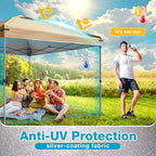10x10 Canopy Replacement Top Cover with Air Vents for ez up Pop up Canopy Gazebo Tent with Adjustable Straps, Waterproof & Anti-UV for Outdoor Shade (Frame Not Included) (Beige)