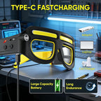 LED Rechargeable Headlight Glasses with Motion Sensor & Touch Control, Safety Glasses with Lights 5 Modes USB C Light Up Glasses for Outdoor Running Camping Hiking Work (Yellow-1)
