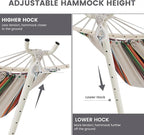 LazyDaze Hammocks Double Hammock with Stand - 2 Person Heavy Duty Outdoor Hammock for Adults, Includes Durable Steel Stand, Portable Carrying Bag and Pillow, Rainbow Stripes