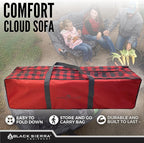 Black Sierra Double Camping Chair for Adults, Oversized Folding Loveseat Supports 600 lbs, Plush Padded Outdoor Couch with Cup Holders and Carry Bag for Beach, Patio, RV, or Tailgating Events