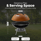 GasOne CG-14T – 14-inch Portable Barbecue Grill with 3-Point Locking Lid for Heat Preservation – Dual Venting System – Small Charcoal Grill for Backyard, Camping, Boat