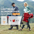 TIMBER RIDGE Lightweight Oversized Camping Chair, Aluminum Directors Chair with Side Table for Outdoor Camping, Lawn, Picnic and Fishing, Supports 400lbs, Red 2PCS