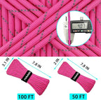 VVAAGG Reflective Paracord Rope 100FT, 7 Strand Nylon para Cord Lanyard Utility 550 Parachute Cord, 4mm Thin Tent Rope for Outdoor Camping Hiking