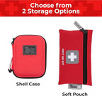 Thrive Mini First Aid Kit - Compact Travel Essentials Pack - Waterproof Camping Essentials Set - Portable Car First Aid Kit & Hiking Supplies Pouch - 66-Piece Set, Red Shell Case