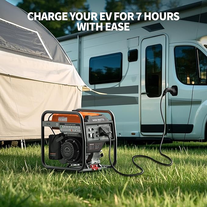 4400 Watt Open Frame Inverter Generator, Gas Powered Portable Generator for Home Backup, RV Ready 30A Outlet, ECO Mode, Low Oil Shutoff, Quiet Operation, EPA Compliant