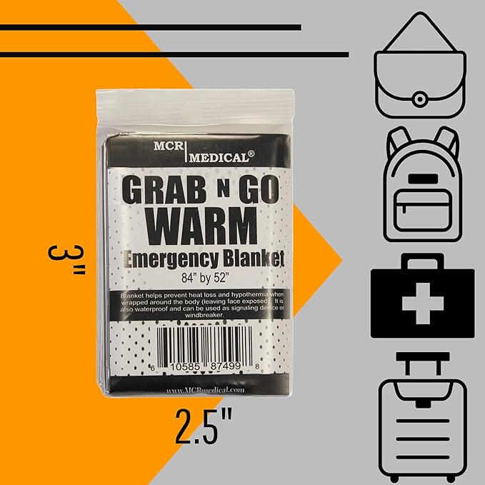 MCR Medical Supply SB2-200 Silver Mylar Emergency Blanket, 84" x 52" (Pack of 200)