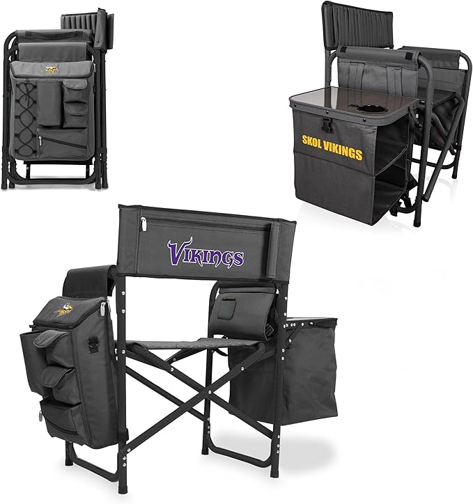 Picnic TIME NFL Unisex-Adult NFL Fusion Camping Chair with Side Table and Soft Cooler, Beach Chair for Adults, Lawn Chair