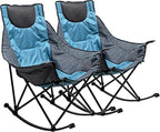 SUNNYFEEL Rocking Camping Chair 2 Pack, Luxury Padded Recliner, Oversized Folding Lawn Chair with Pocket, Heavy Duty for Outdoor/Picnic/Lounge/Patio, Portable Camp Rocker Chairs with Carry Bag