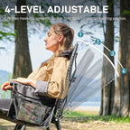 EVER ADVANCED Reclining Camping Chairs for Adult Lightweight, Folding Recliner Chair with Adjustable Back, 4-Level Lounge Chairs, Portable Lawn Chairs for Patio Balcony, Supports 350lbs Grey