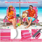 Goplus Beach Chair, Folding Backpack Beach Chairs for Adults with 5 Positions, Head Pillow, Cooler Bag, Towel Bar, Cup Holders, Sunbath Sling Tanning Lounge, Foldable Layout Camping Chairs