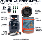 Ignik Refillable Gas Growler Deluxe 5-Pound Empty Propane Tank with Carry Case and Adapter Hose