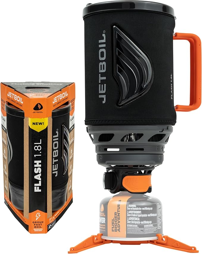 Jetboil Flash Portable Fast Boil Stove for Camping and Backpacking with 1-Step Auto Ignition, Propane/Isobutane Burner with Cooking Cup