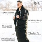 IGLU Outfitters Wearable Sleeping Bag Long Puffer Jacket Stadium Sack Camping Sports Stadiums Poncho Blanket