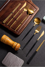 IKXO Folding Camping Cutlery Set Portable Tableware Set Spoon and Fork with Case for Picnic Hiking Thermos Camping Travel Other Outdoor Activities ， Mirror Polished Pocket-sized