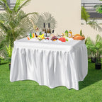 Giantex Foldable Ice Bin Table with Drain & Bucket, Removable Skirt, 48" x 32" HDPE Cooler Table for Parties, Catering, Weddings, Outdoor Events, Portable Fill and Chill Beverage Serving Station