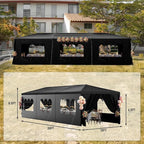 10x30 Black Outdoor Party Tent with 8 Removable Sidewalls Tents for Parties Gazebo Canopy Event Tent for Wedding, Birthday, Garden Parties and Backyard Patio BBQ Camping