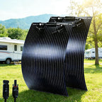 200W Flexible Solar Panel for RV Boat,12V/24V Monocrystalline Ultra-Flexible Bendable Mono Off-Grid Charger for Marine RV Cabin Van Car Boat Curve Surfaces （2 * 100w）