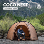 OneTigris Coco NEST Solo Hot Tent with Stove Jack, 3000mm Waterproof Windproof Free-Standing Dome Tent with Mesh Inner