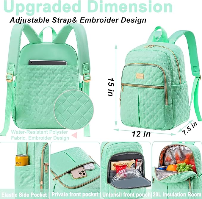 Weitars Lunch Backpack For Women Men,20L Cooler Backpack Insulated Lunch Bag For Women With Side Pockets Waterproof,Meal Prep Backpack,Adult Backpack Cooler For Lunch Picnic Hiking Camping Beach