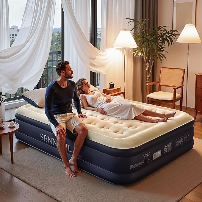 Air Mattress Queen with Built in Pump, Inflatable Mattress Blow Up Mattress 16 Raised Comfort,Upgraded Surface Portable Bed, Air Bed for Home, Guest, Camping, Colchone Inflable, 650 lbs