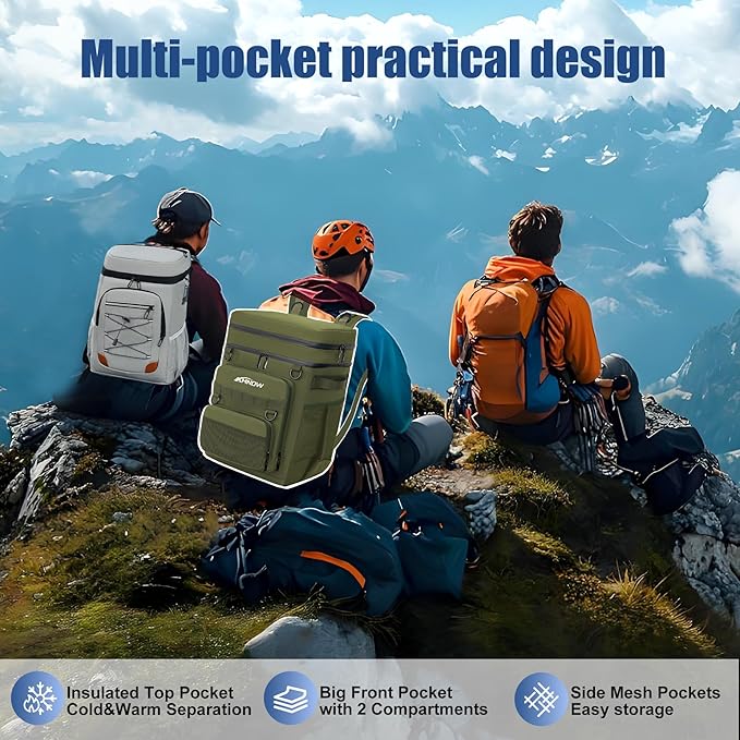 Backpack Cooler Insulated Leak Proof for Men Wowen 36 Cans Soft Cooler Backpack Insulated Waterproof Large Capacity Coolers Bag Portable for Lunch Camping Travel Picnic Hiking