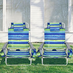 Giantex Folding Beach Chair, Patio Sling Chairs with 5 Adjustable Position, Head Pillow, Storage Bag, Towel Bar, Cup Holders, Backpack Chairs for Sunbathing, Camping Chair