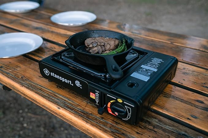 Stansport Portable Outdoor Butane Stove, Black, 13.38" L x 10.82" W x 4.33" H
