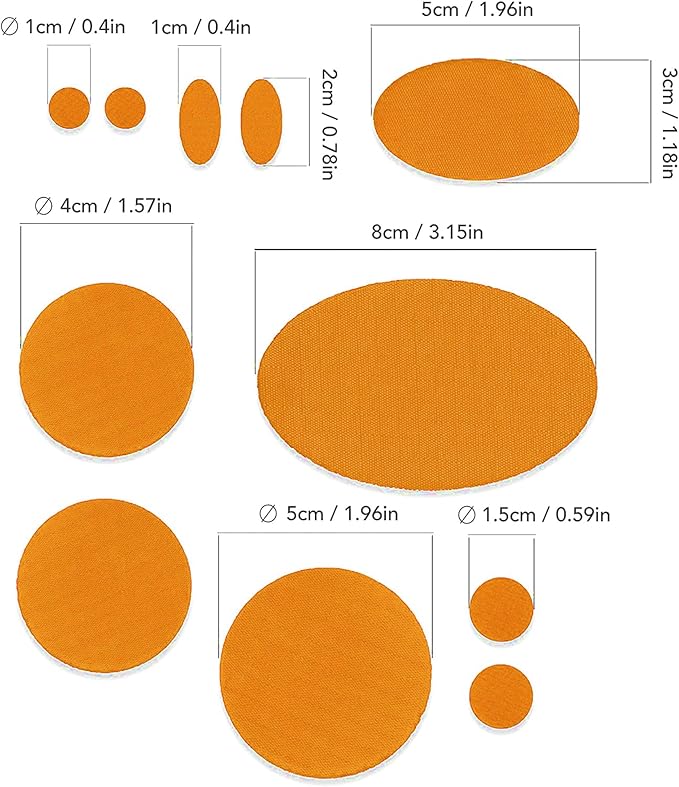 aZengear Repair Patches for Jackets, Tent, Shoe Toe, Air Mattress, Inflatables, PVC Gear - Waterproof, Self-Adhesive, Tear-Cold-Heat-Resistant, Down Puffer Coat (11 Pcs, Gold Orange)