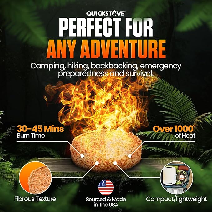 Fire Starters (10 Pack) – Waterproof Emergency Fuel Disks for Camping Essentials, Wood Stove, Fireplace, Fire Pit, Survival Kit, Campfire & Outdoor Accessories