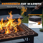 Devoko Outdoor Fire Pit, 32 Inch Firepit Table Metal Outdoor Fireplaces with Waterproof Cover for Outside Patio Camping (Silver)