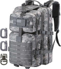 MOLLE Assault Backpack, Tactical Backpack Army Military Camping Rucksack, 3-Day Pack Travel Trip w/USA Flag Patch, D-Rings, ACU Camo
