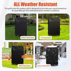Grill Cover 30in, iCOVER Waterproof BBQ Covers for Two Burner Small Vertical Smoker, Lightweight Easy On/Off, Dustproof UV-Resistant Fit Grills with Collapsed Side Tables