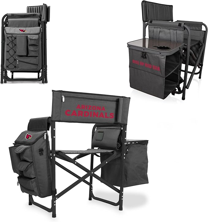 Picnic TIME NFL Unisex-Adult NFL Fusion Camping Chair with Side Table and Soft Cooler, Beach Chair for Adults, Lawn Chair