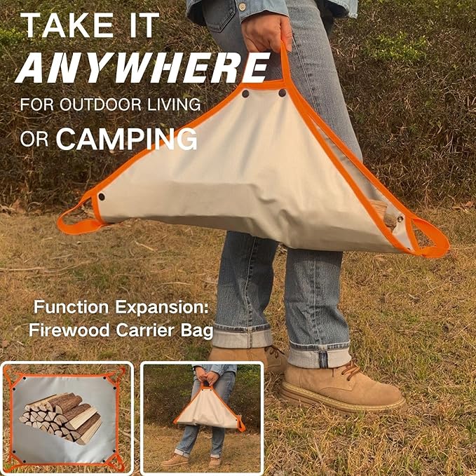 Fire Pit Mat with Handle, Fireproof Under Grill Mat & Heat Resistant Pad for Solo Stove/Camping/Patio/Lawn, Waterproof & Non-Slip