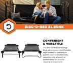Disc-O-Bed Extra Large Portable Bunk Camping Cots with Carry Bags - Heavy-Duty Indoor or Outdoor Sleeping System, Converts to Bench or Separate Beds, 500 lb Weight Capacity Per Cot, Black