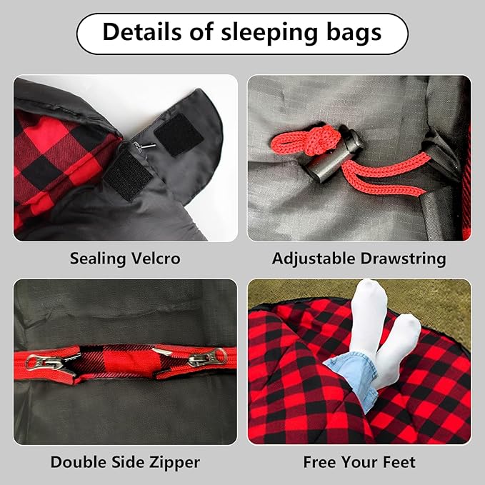 ShinHye Double Sleeping Bag for Adults with 2 Pillows, Camping Sleeping Bags Flannel Cotton 2 Person Sleeping Bags XXL Queen Size Sleeping Bag for Cold Weather