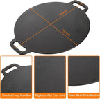 Bekith 12-Inch Cast Iron Pan with Taco Holders, Cast Iron Griddle with Dual Handle, Baking Pan for Pizza, Tortillas, Crepe, Dosa, Use in the Oven, on the Stove, on the Grill, or Over a Campfire